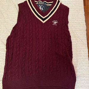 Burgundy Cable Knit Sweater Vest